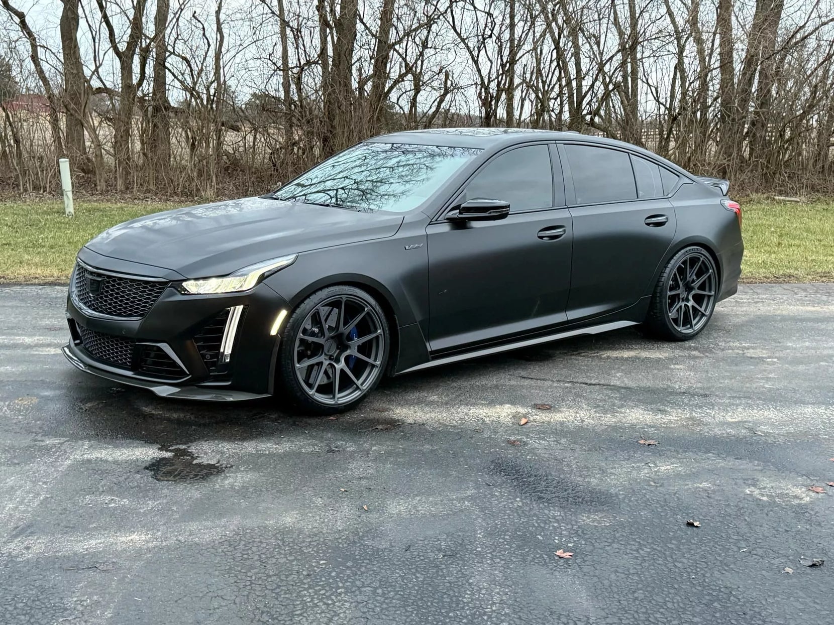 Tim King's Cadillac CT5-V Blackwing on Forgeline One Piece Forged Monoblock GA1R Open Lug Wheels