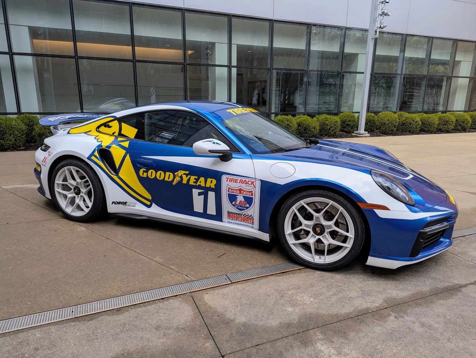 Goodyear's 992 Porsche 911 Turbo S on Forgeline One Piece Forged Monoblock VV1R-CL Wheels