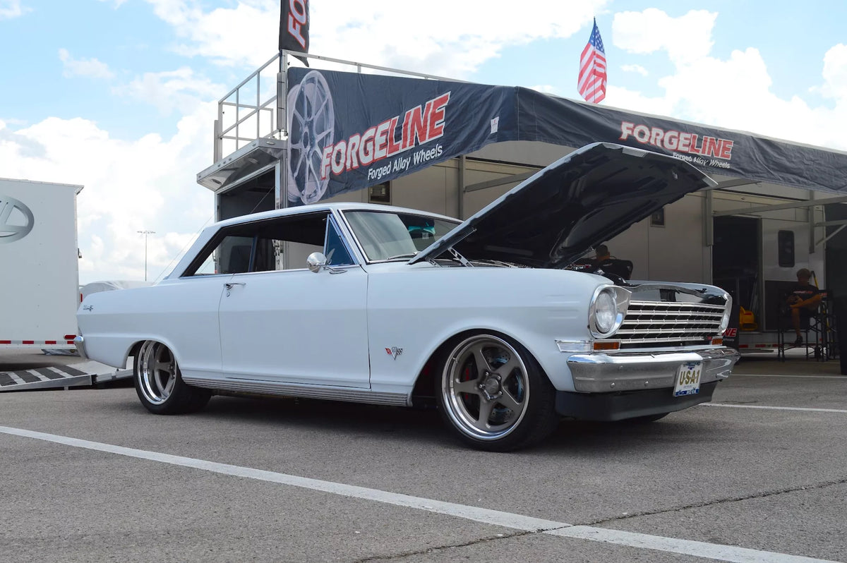 Robert Sutera's White 1963 Chevrolet Nova on Forgeline Forged Three Piece FF3C Open Lug Wheels