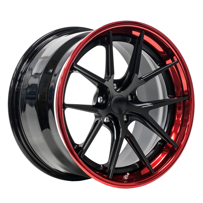AL301 finished with Satin Black center and Transparent Red outer