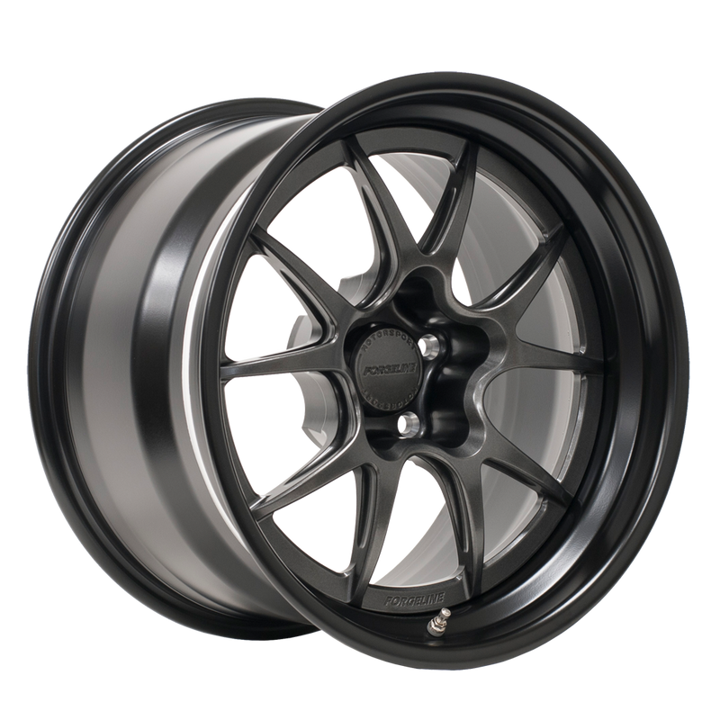 GA3R Open Lug finished with Satin Black center, Gloss Black outer, and Custom Blue Powder Coated Bolts