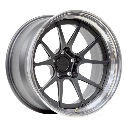 GA3C Open Lug Finished with Frozen Charcoal Center and Polished Stepped Lip Outer with Tinted Clear