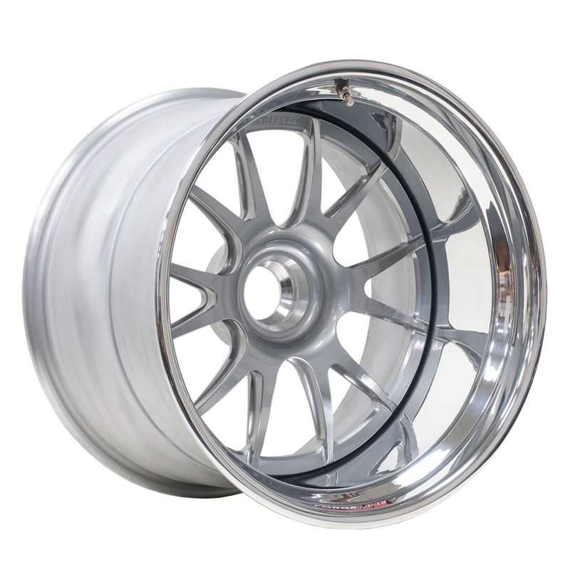TA3R rear wheel finished with Hyper Sliver center and Polished outer