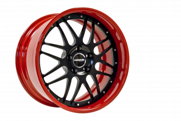 DE3P finished with Satin Black center and Victory Red outer