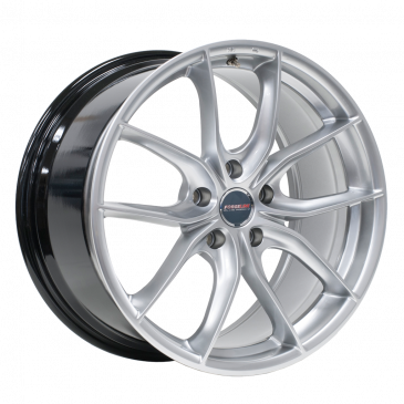 Flow Formed F01 19x8.5 Shallow in Liquid Silver with Standard Charcoal Center Cap