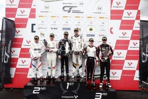 Marco Signoretti and Matt Cowley on the British GT Podium at Donington