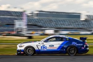 PF Racing's #42 Ford Mustang GT4 on Forgeline GS1R Wheels at Daytona International Raceway