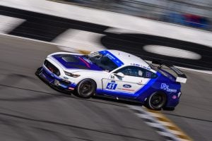 PF Racing's #42 Ford Mustang GT4 on Forgeline GS1R Wheels at Daytona International Raceway