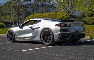 Forgeline's Chevrolet C8 Corvette Z06 on Forgeline Carbon+Forged CF207 Wheels, rear quarter