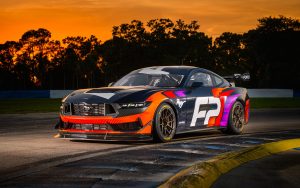 The new 2024 Ford Mustang GT4 Racecar on Forgeline One Piece Forged Monoblock GS1R Wheels